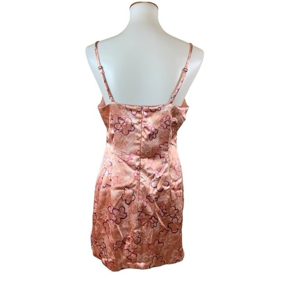 Wild Fable Pink Velvet Floral Print Slip Dress Mini Spaghetti Strap Medium - Picture 2 of 4